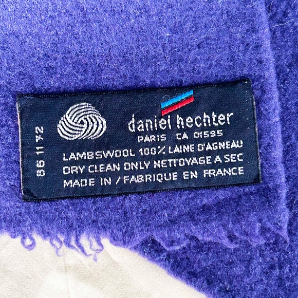 100% LAMBSWOOL SCARF, BLUE, MADE IN FRANCE, BY DANIEL HECHTER PARIS, 45 INCHES - Picture 2 of 3